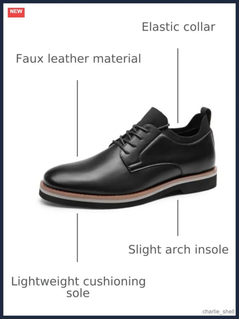 Men's Faux Leather Lace-Up Oxford Dress Shoes Business Casual